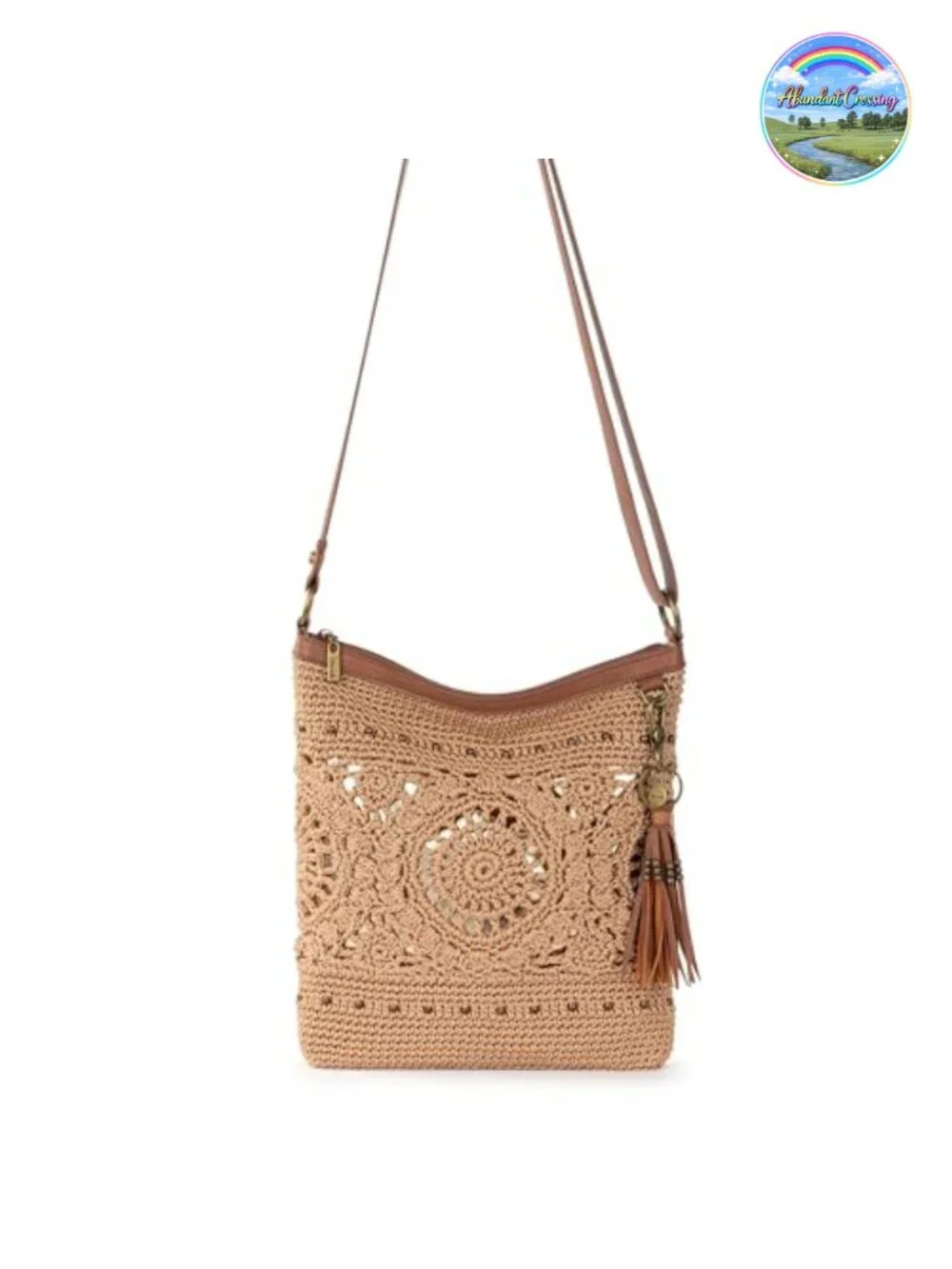 Hand Crocheted Crossbody Purse with Zipper Closure and Adjustable Strap